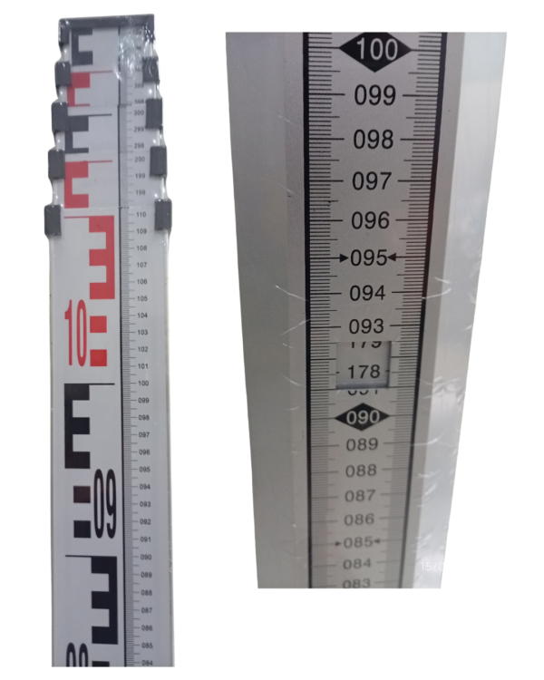 3 Regla de Topografía 5m Aluminio - Graduación Doble