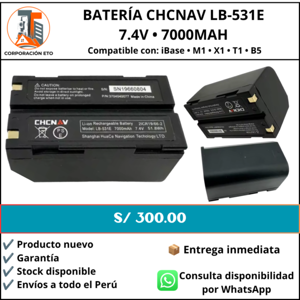 BATERIA IBASE AAA Batería CHCNAV LB-531E 7.4V 7000mAh para GNSS RTK iBase, M1, X1, T1 y B5