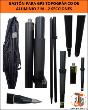 base nivelante vertical Bastón GPS GNSS RTK de Fibra de Carbono 2 m – 2 Secciones